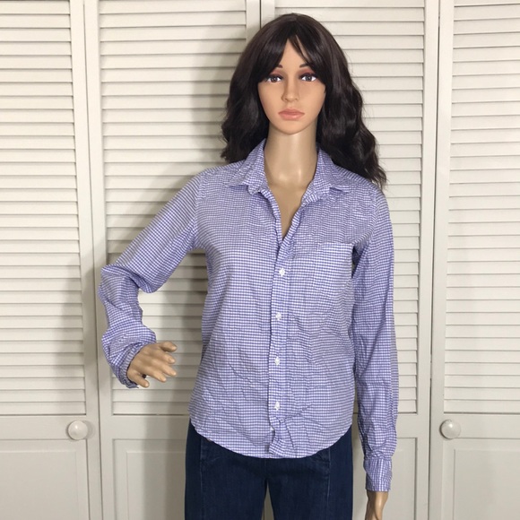 Frank & Eileen Barry Checkered Button-Down Purple Shirt XS - Picture 2 of 14